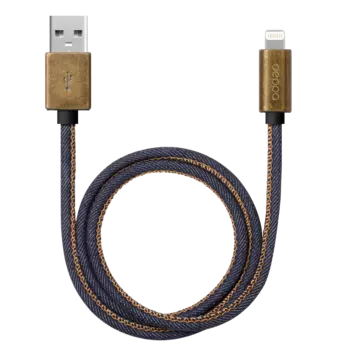 Кабель Lightning 8-pin(m)-USB 2.0(Am), 2.4A, 1.2м, медь/джинса Deppa Jeans (72275)