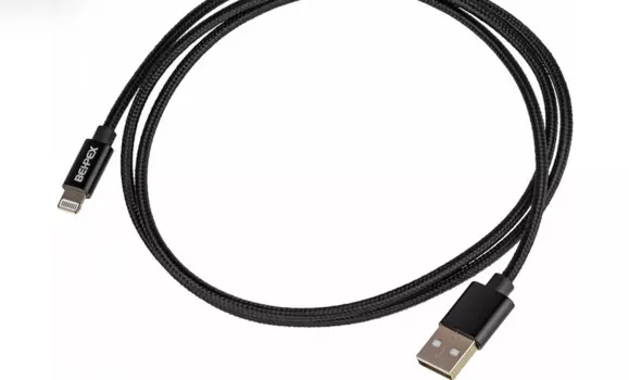 Кабель Lightning 8-pin-USB, 2.4A 1 м, черный Behpex (1491091)