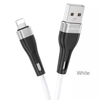 Кабель Lightning 8-pin-USB, 2.4A, 1м, белый Borofone BX46 (6931474738127)