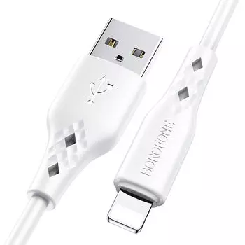 Кабель Lightning 8-pin-USB, 2.4A, 1м, белый Borofone BX48
