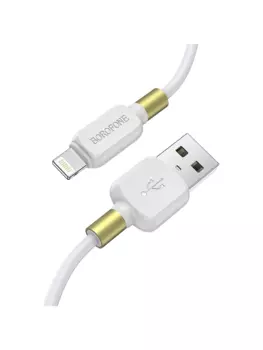 Кабель Lightning 8-pin-USB, 2.4A, 1м, белый Borofone Defender BX59