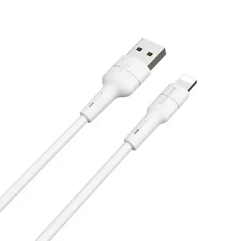 Кабель Lightning 8-pin-USB, 2.4A, 1м, белый Borofone Silicone BX30