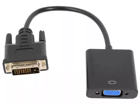 Кабель-переходник (адаптер) DVI-D(M)-VGA(15F), 25 см, черный BaseTech (BT-CAB-DVID-VGA-B)