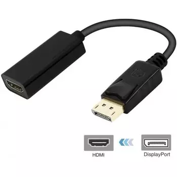 Кабель-переходник (адаптер) DisplayPort(20M)-HDMI(19F), экранированный, 20 см, черный KS-is (KS-460)