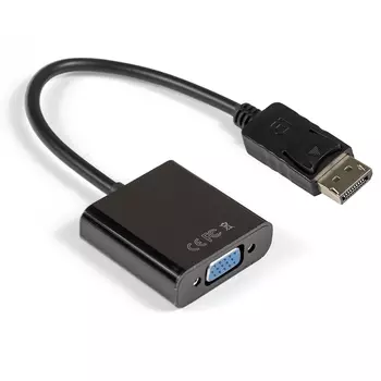 Кабель-переходник (адаптер) DisplayPort(20M)-VGA(15F), экранированный, 15 см, черный Exegate (EX284910RUS)