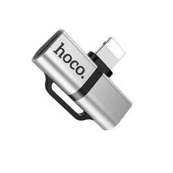 Переходник (адаптер) Lightning 8-pin(m)-2xLightning 8-pin(f), серебристый HOCO LS20 (102793)