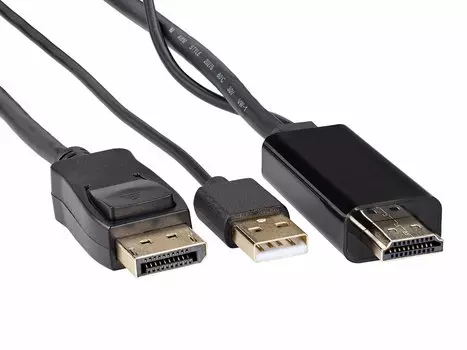 Кабель-переходник (адаптер) HDMI(19M)/USB 2.0(AM)-DisplayPort (M) 4K, 1.8 м, черный VCOM CG599AC-1.8M (CG599AC-1.8M)