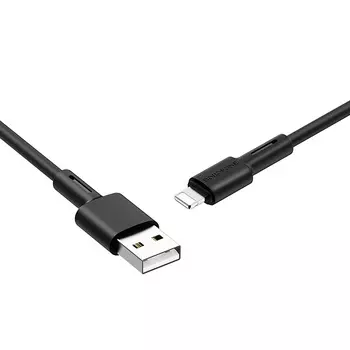 Кабель Lightning 8-pin-USB, 2.4A, 1м, черный Borofone Soft silicone BX31