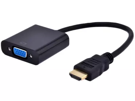 Кабель-переходник (адаптер) HDMI(19M)-VGA(15F), 25 см, черный Flexis (FL-HDMI-VGA-0.25M-BK)
