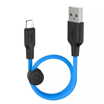 Кабель Lightning 8-pin-USB, 2.4A, 1м, черный/голубой HOCO plus X21 (1/36/144)