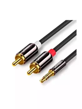 Кабель-переходник (адаптер) Jack 3.5mm(M)-2xRCA(M), экранированный, 3 м, черный UGREEN AV116 (10590)