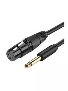 Кабель-переходник (адаптер) Jack 6.3mm(M)-XLR(F), 2 м, черный UGREEN AV131 (20719)