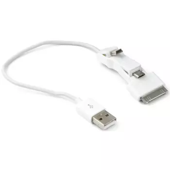 Кабель-переходник (адаптер) Lightning 30-pin(m) + Mini USB 2.0 B(m) + Micro USB 2.0 B(m)-USB 2.0(Am), белый Gembird/Cablexpert (A-USBTO12B)