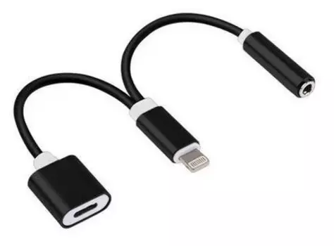 Кабель-переходник (адаптер) Lightning 8-pin(m)-Lightning 8-pin(f)/Jack 3.5mm(f), черный Gembird/Cablexpert (CCA-LM3.5F-02)