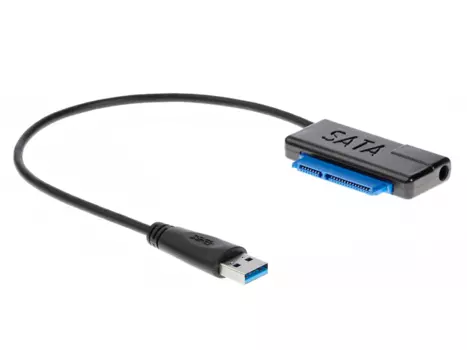 Кабель-переходник (адаптер) USB 3.0(Am)-SATA III 2.5/3.5"(m), угловой 30 см, черный VCOM (CU817A)
