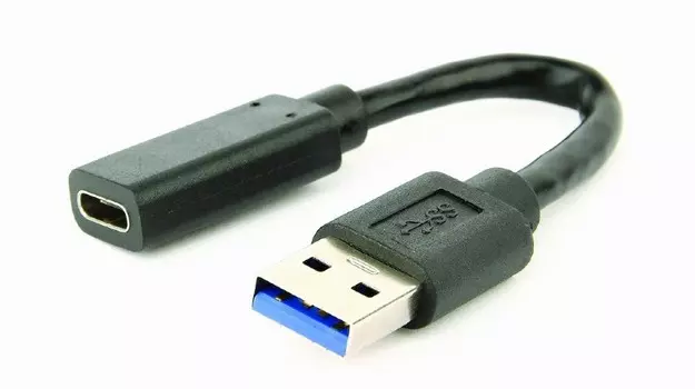 Кабель-переходник (адаптер) USB-USB Type-C, OTG, 10см, черный Cablexpert (A-USB3-AMCF-01)