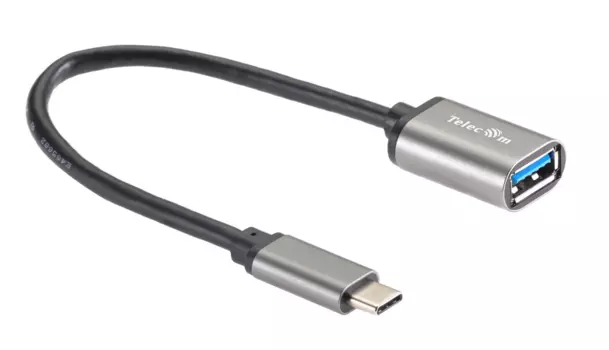 Кабель USB Type-C(m)-USB(Af), 1.5А, 20 см, серый, Telecom (TC409M)