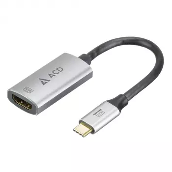 Кабель-переходник (адаптер) USB Type-C (m)-HDMI(f), экранированный, позолоченные разъемы, черный/серебристый ACD (ACD-CH4K-6AL)