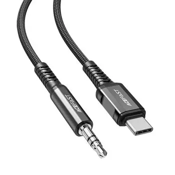 Кабель-переходник (адаптер) USB Type-C(M)-Jack 3.5mm(M), экранированный, 1.2м, черный ACEFAST C1-08 (AF-C1-08-BK)