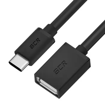 Кабель-переходник (адаптер) USB Type-C-USB, OTG, экранированный, 75 см, черный, Greenconnect (GCR-50600)
