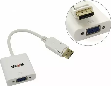 Кабель-переходник (адаптер) DisplayPort(20M)-VGA(15F), 15 см, белый VCOM
