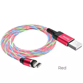 Кабель Lightning 8-pin(m)-USB 2.0(Am), 2.4A, 1м, красный HOCO U90 (6931474730015 / УТ-00009585)