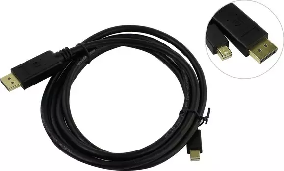 Кабель-переходник (адаптер) Mini DisplayPort(M)-DisplayPort(20M) v1.2 4K, 1.8 м, черный Telecom TA682 (TA682-1.8M)