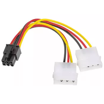 Кабель-переходник питания (адаптер) 2xMolex(F)-PCI-E 6-pin(M) BaseTech, прямой (BT-2MOLEX-PCIe-6P)