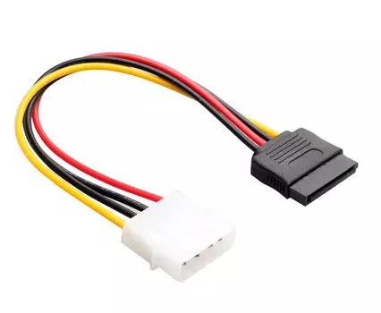 Кабель-переходник питания (адаптер) Molex(M)-SATA 15-pin(F) BaseTech, прямой (BT-MOLEX-SATA)