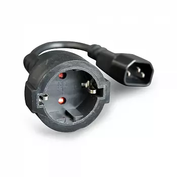 Кабель-переходник питания (адаптер) Schuko (Euro)(F)-IEC-320-C14, 10A, 15см, черный Wize (AAC10-EU-C14-0.15M)