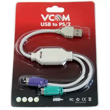 Кабель-переходник (адаптер) USB(Am)-2xPS/2(f), 10 см, белый, VCOM (VUS7057)
