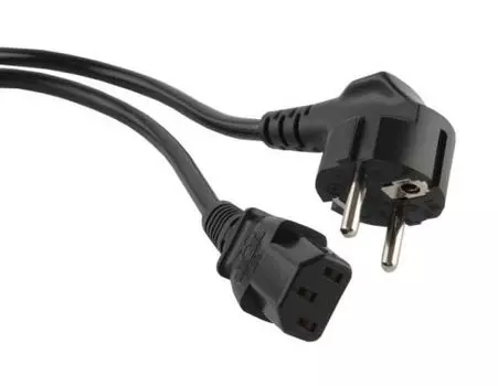 Кабель питания IEC-320-C13-Schuko (Euro)(M), 10А, угловая вилка/прямой штекер, 3 м, черный, Hyperline PWC-IEC13-SHM (PWC-IEC13-SHM-3.0-BK)