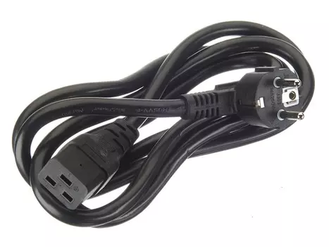 Кабель питания Europlug(M)-IEC-320-C19 угловая вилка/прямой штекер, 16A, 2м, черный Netko Optima D03+C19 2.0M 2.50MM2 (D03+C19 2.0M 2.50MM2)
