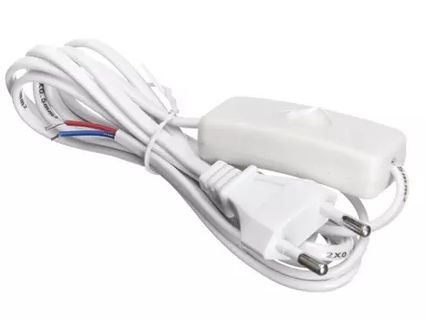 Кабель питания Europlug(M)-OpenEnd, с выключателем (аналог 54561), 1.8м, белый Netko (56160 )