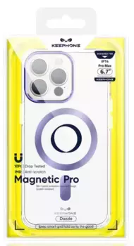Чехол-накладка Keephone Dazzle Pro Magsafe для Apple iPhone 14 Pro пластиковый (фиолетовая рамка)