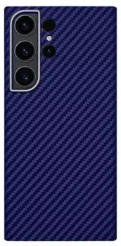 Чехол-накладка Kzdoo Keivlar Case для Samsung Galaxy S23+ карбоновый (черно-фиолетовый в полоску)