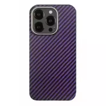Чехол-накладка Kzdoo Kevlar Case для iPhone 14 Pro карбоновый (черно-фиолетовый в полоску)