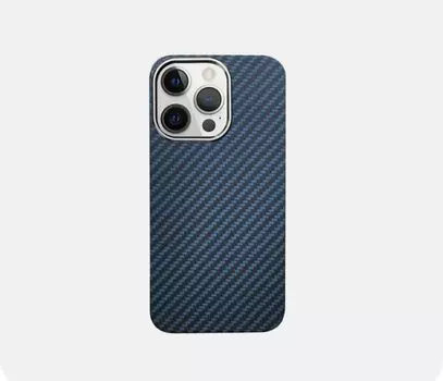 Чехол-накладка Kzdoo Kevlar Case для iPhone 14 Pro карбоновый (черно-синий в полоску)