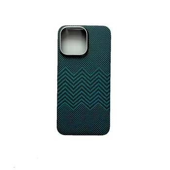 Чехол-накладка Luxo Life+ Magsafe для Apple iPhone 16 Pro пластиковый шахматное плетение/ромб черно-синий