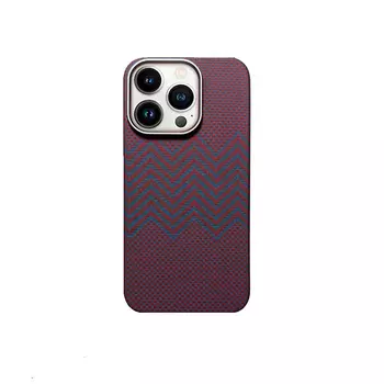 Чехол-накладка Luxo Life+ Magsafe для Apple iPhone 16 Pro Max пластиковый шахматное плетение/ромб красно-синий