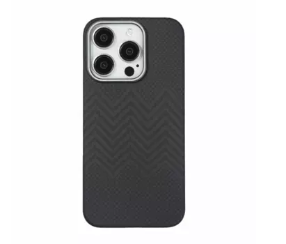 Чехол-накладка Luxo Life+ Magsafe для Apple iPhone 16 Pro Max пластиковый шахматное плетение/ромб черно-серый