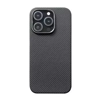 Чехол-накладка Luxo Life+ Magsafe для Apple iPhone 16 Pro пластиковый узкое плетение черно-серый в полоску