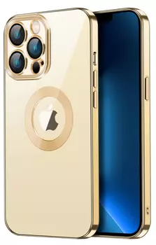 Чехол-накладка Fashion Case Magsafe для Apple iPhone 14 Pro Max пластиковый (золотая рамка)