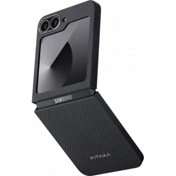 Чехол-накладка PITAKA MagEZ Case 5 для Samsung Galaxy Z Flip 6 карбоновый (арамид) черно-серый