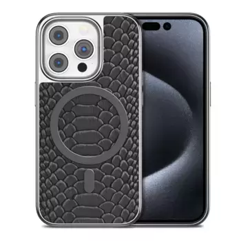 Чехол-накладка Puloka Solemn Magsafe для iPhone 15 Pro Max пластиковый/рептилия (черный)