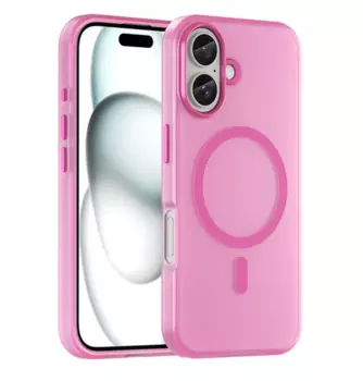 Чехол-накладка Wiwu Armor Pro Magsafe (FGG-012) для iPhone 16 Plus пластиковый прозрачно-розовый (розовая рамка)
