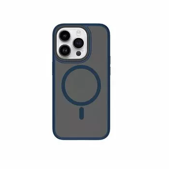 Чехол-накладка Wiwu Magsafe (FGG-011) для Apple iPhone 15 пластиковый прозрачно-черный (синяя рамка)