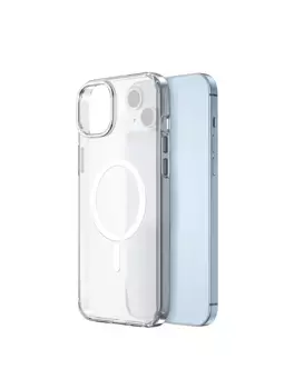 Чехол-накладка Wiwu Magsafe (ZYS-013) для Apple iPhone 15 Plus пластиковый (прозрачный/белая рамка)