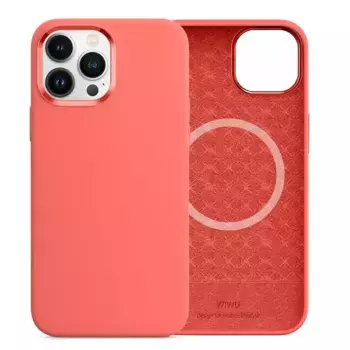 Чехол-накладка Wiwu Silky Skin Magsafe для Apple iPhone 13 силиконовый (коралловый)