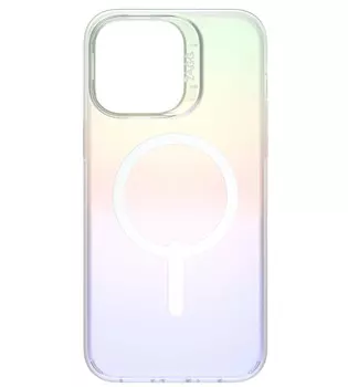 Чехол-накладка Zagg Iridescent Anti-microbial Magsafe для iPhone 14 Plus пластиковый (фиолетово-желтый градиент)